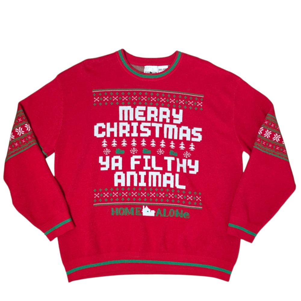 Home Alone Womens XXL Red Merry Christmas Ya Filthy Animal Ugly Sweater